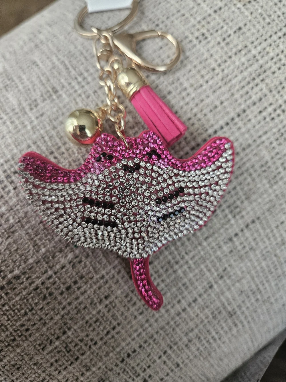Rhinestone Pink Manta ray Charm